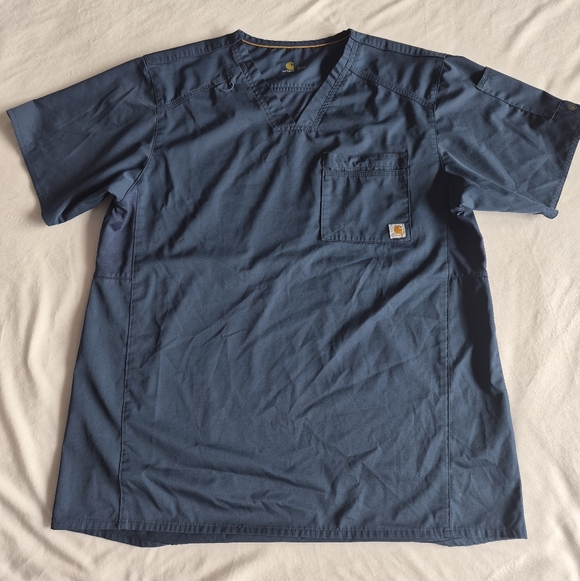 Carhartt Other - Carhartt Scrub Top Size Medium Unisex Navy Blue Back Ventilation Front Pocket